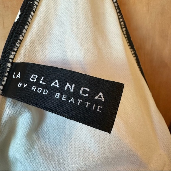 La Blanca Bikini Halter Black and White Tie Swimsuit Top - Picture 5 of 10